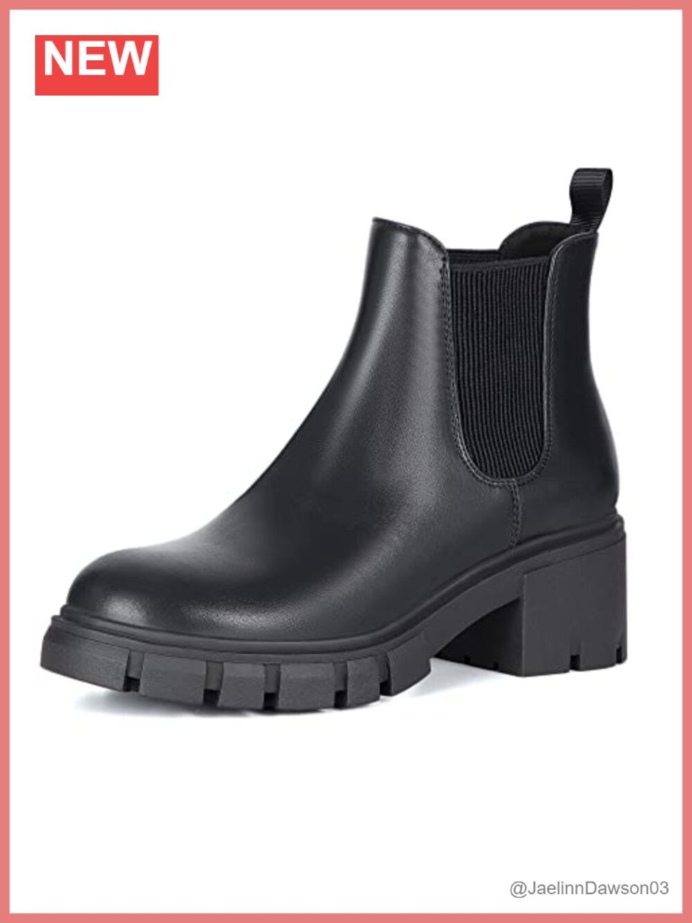 Slip On Chelsea Ankle Boots Faux Leather Chunky Heel Booties